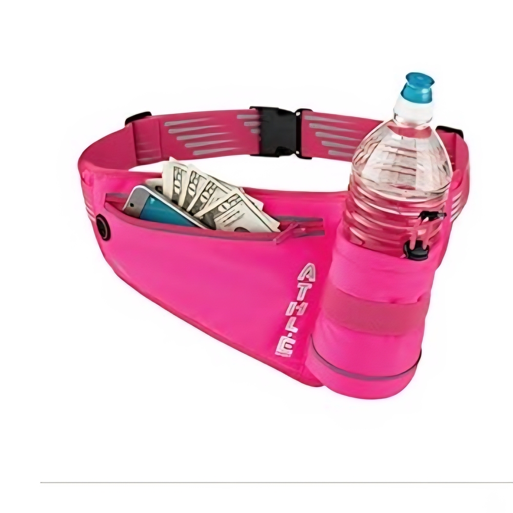Pink Fitness Waist Bag with Bottle Holder